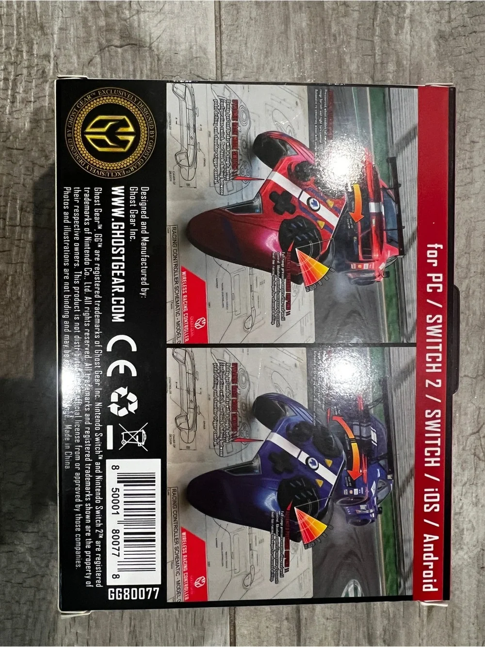 GHOST GEAR Wireless Racing Controller Nintendo Switch 2/Switch/PC RED/BLUE - Picture 9 of 9